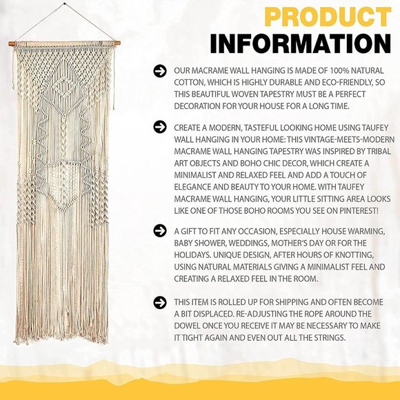 Helix Braids Wall Hanging Boho Decor Woven Tapestry 18"x72" - Picture 4 of 4